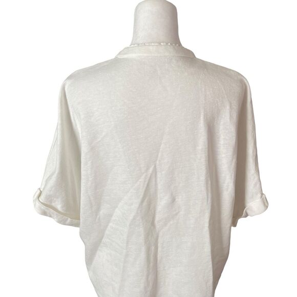 Majestic Filatures Taille 2 Small Deluxe Teeshirt Linen Cotton Top Vneck - Picture 10 of 10